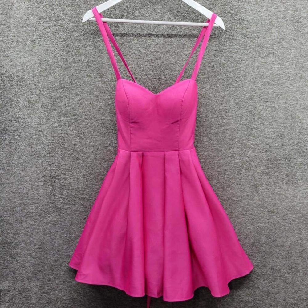Blondie Nites Juniors Size 5 Hot Pink Lace Up Back Fit & Flare Mini Dress NWT